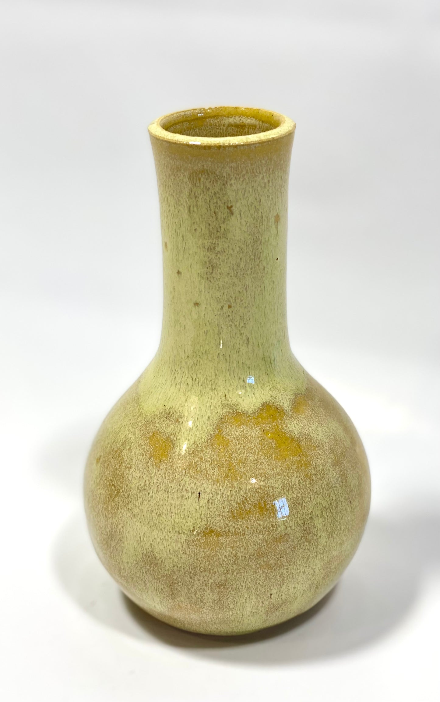 Round bottom vase - wheel thrown - curry